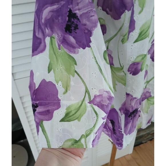 Sag Harbor Women's 16P 100% Cotton Floral Top Button Down Lightweight Boho Beach - Picture 3 of 9